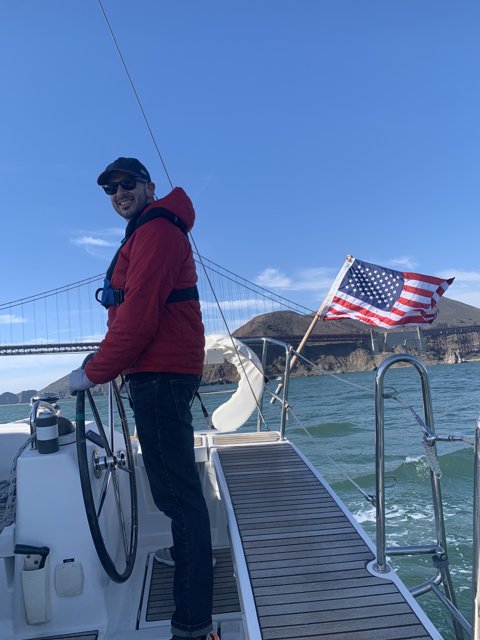 Proudly Sailing with the American Flag