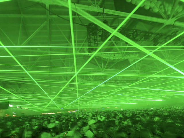 Green Laser Light Show at Electronic Music Concert