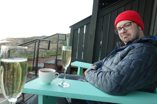 Cozy Outdoor Coffee and Champagne Break