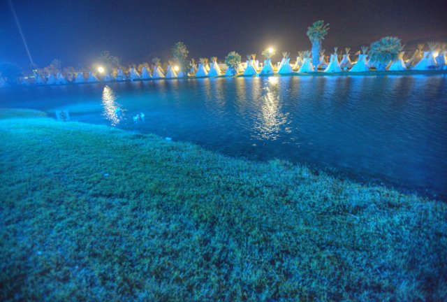 A Nighttime Oasis by the Lagoon