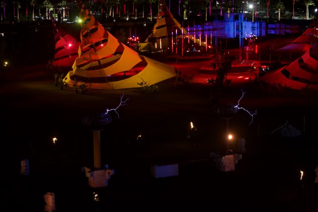Colorful Lights Illuminate Coachella Tents