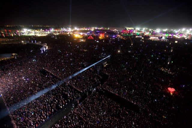 Coachella Concert Crowd Illuminated with Lights