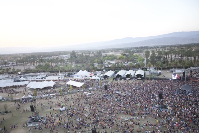Aerial View of Massive Crowd at Coachella Music Festival