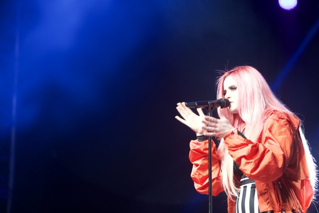 Pink-haired Singer Shines on Stage