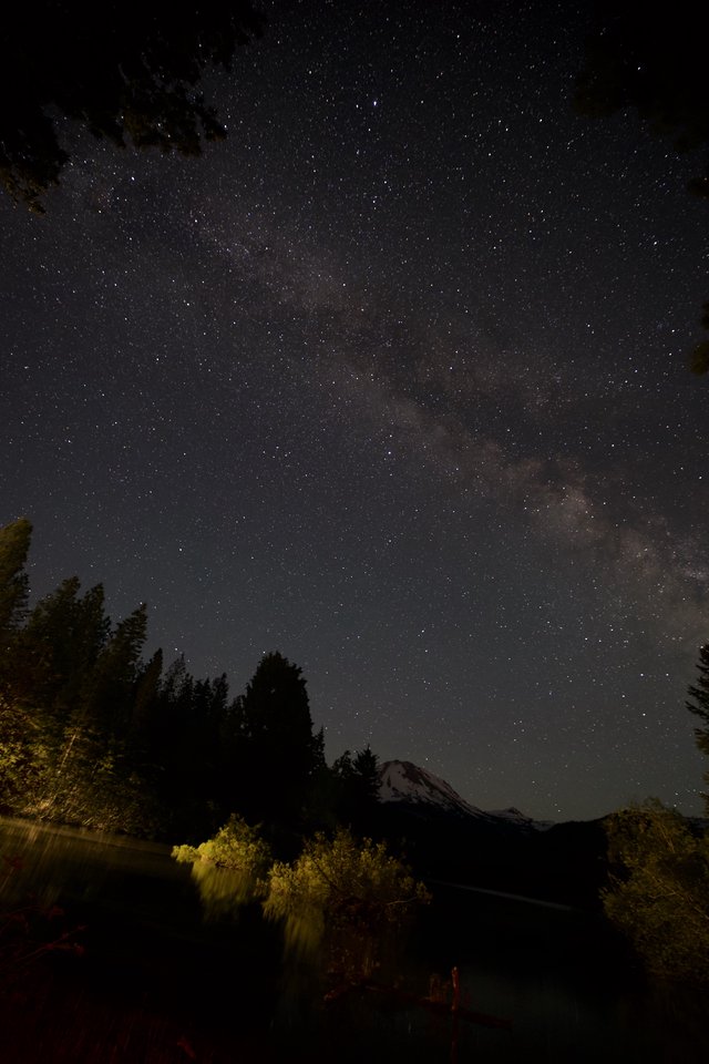 Milky Way Arches Over Mount Lassen at Night