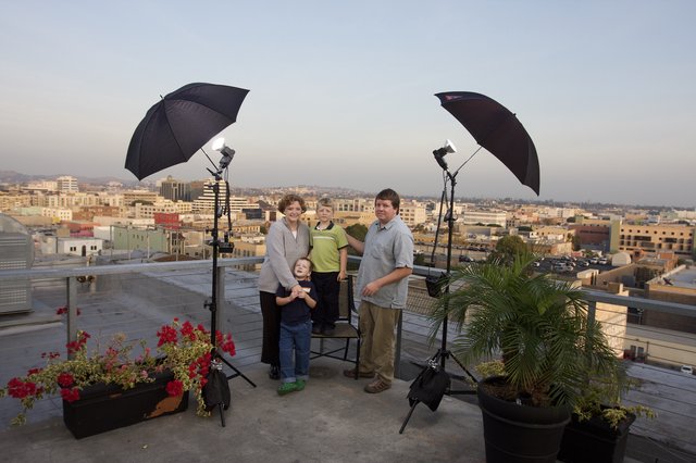 Family Portrait Session on Los Angeles Rooftop at Dusk