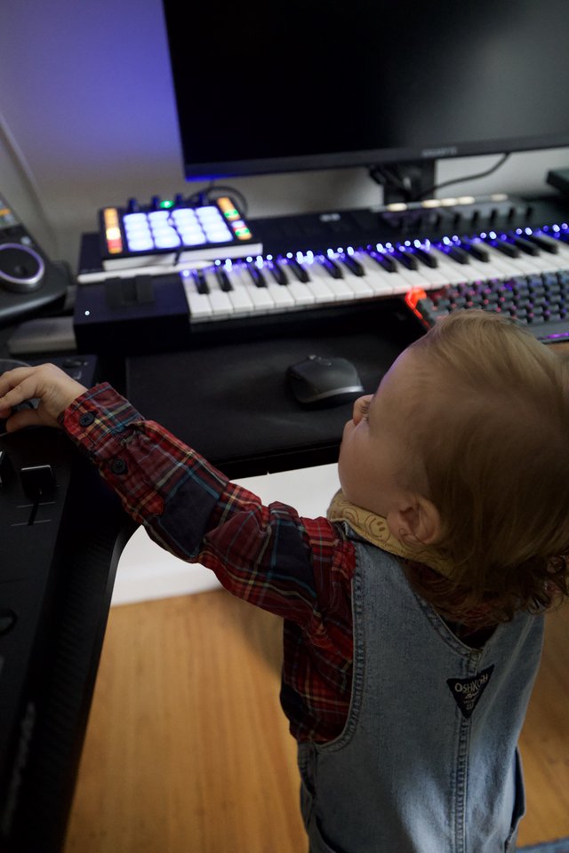 Young Child at Music Production Workstation