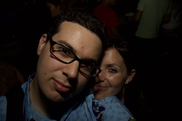 Late Night Candid Portrait Duo at Dark Venue
