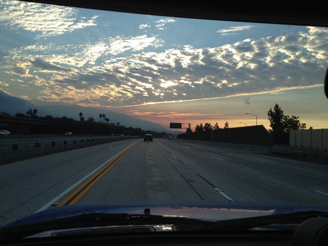 Driving into the Pasadena Sunrise