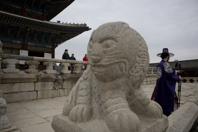 Majestic Watcher: The Stone Lion of Korea