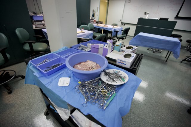 Surgical Tools and Food Bowl in Operating Theatre