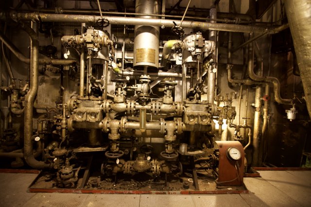 Industrial Engine in a Pipeline Room