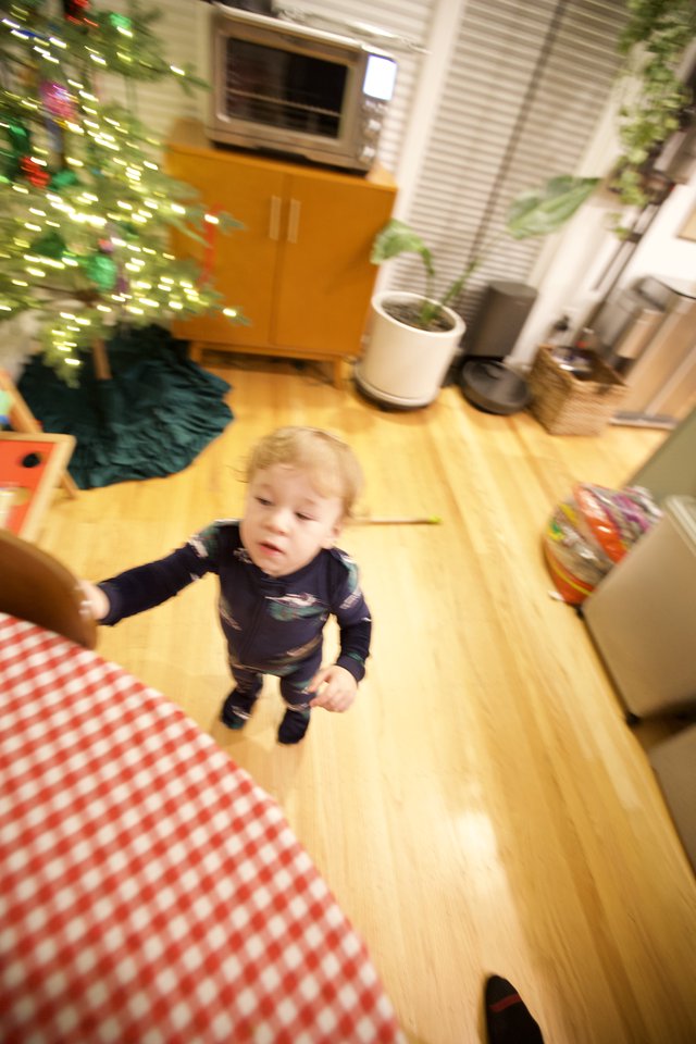 Toddler's Excited Christmas Morning at Home