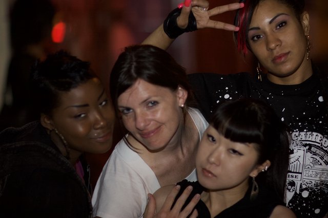 Four Women Posing Together at Nightclub Shoot
