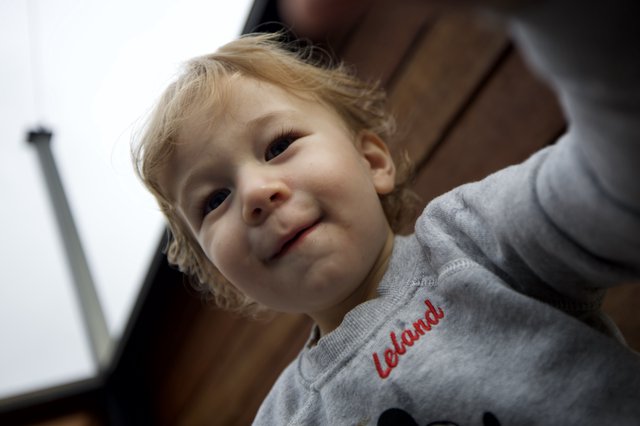 Joyful Toddler in Parent's Arms at Home