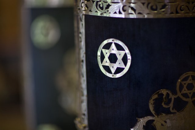 Star of David on Black and Silver Vase