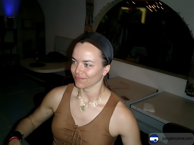 Elegant Lady in Headband and Necklace