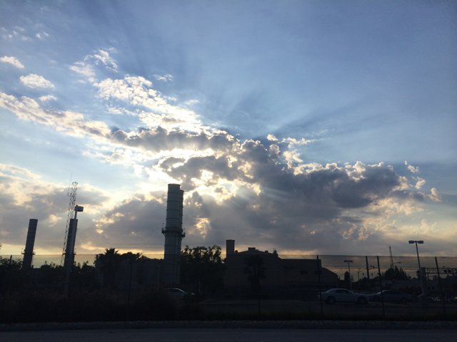 Sunset Silhouette of Factory