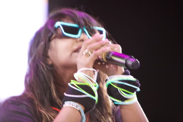 Neon Sunglasses and Microphone Magic