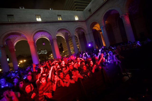 Urban Concert Crowd at Night