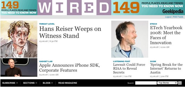 Wired Magazine Website Featuring Tim O'Reilly and Steve Jobs