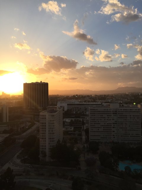 Sunset over LA skyline