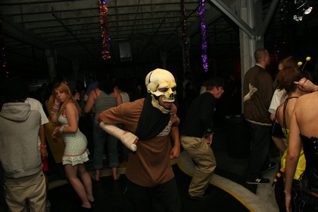 Skull Masked Man in Urban Night Life