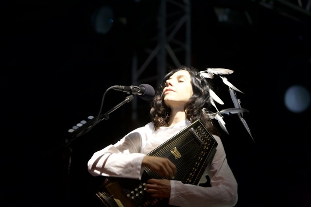 PJ Harvey Performing with an Accordion