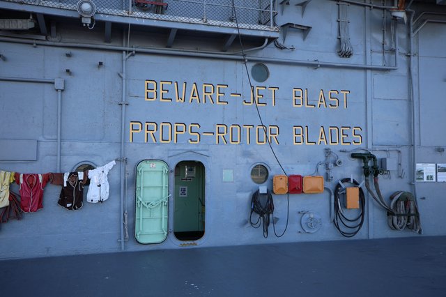 Naval Safety Warning on USS Hornet Flight Deck