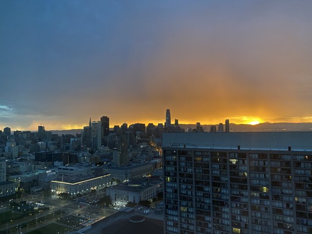 Sunset skyline above San Francisco