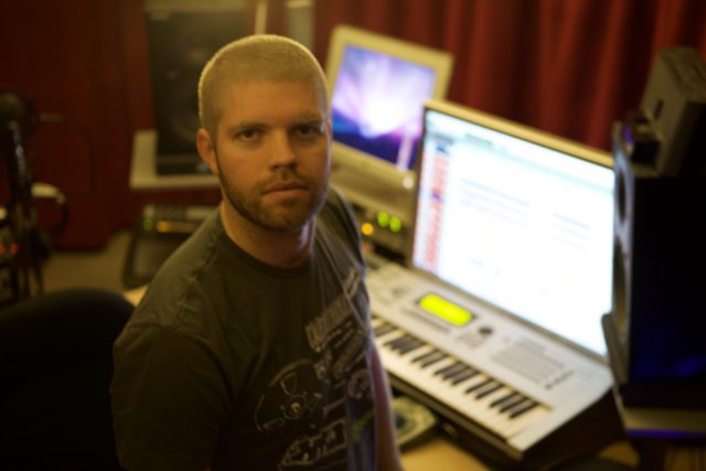 Morgan Page Creating Electronic Beats in his Studio