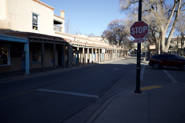 Historic Adobe Architecture Along Santa Fe Street