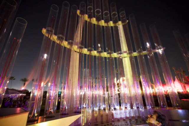 Tower of Illuminated Bottles