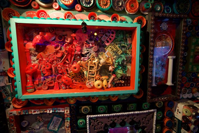 Colorful Found Object Assemblage Art Installation