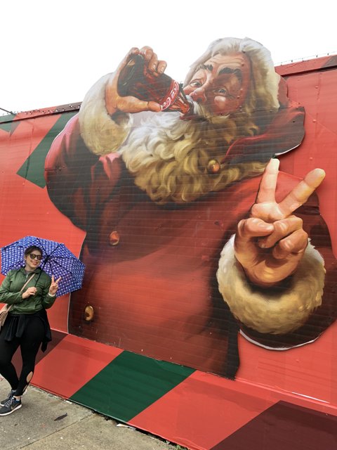 Santa Claus Mural in the Rain