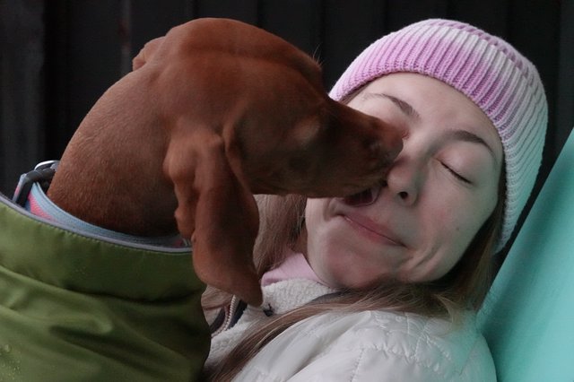 Tender Moment Between Woman and Puppy
