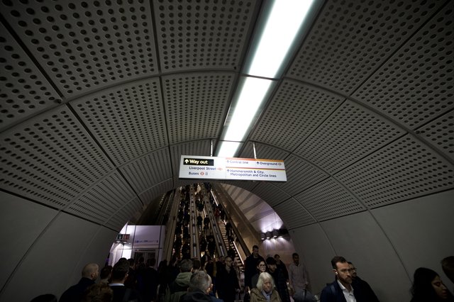 Rush Hour Escalators at London Underground Station