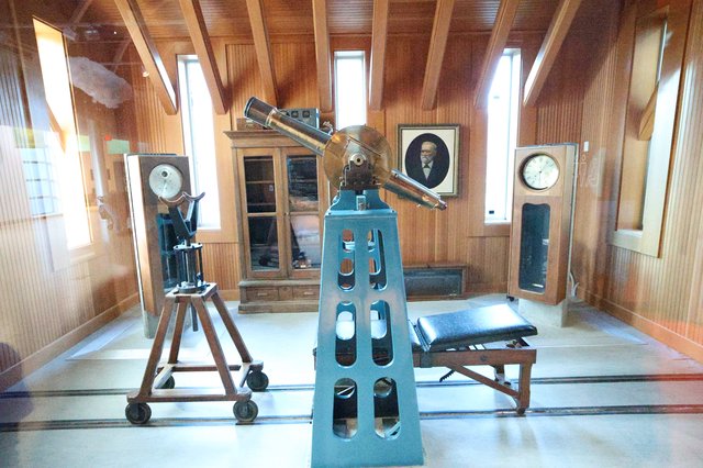 Vintage Astronomical Observatory Interior with Historic Telescope