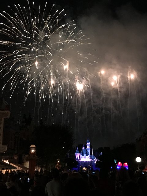 Spectacular Fireworks Display over Disneyland Castle