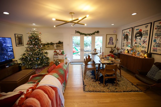 Festive Mid-Century Modern Living Room at Christmas