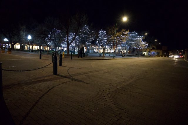 Winter Holiday Lights on Town Square at Night