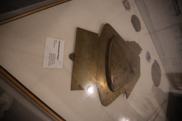 Historic USS Hornet Commemorative Bronze Plaque Display