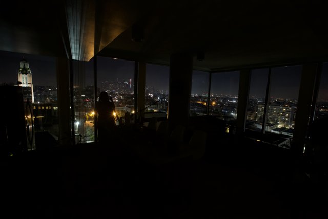 City Lights from a High Rise Living Room