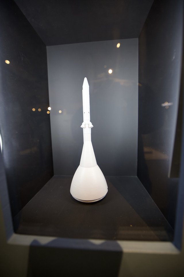 White Rocket Model in Museum Display Case
