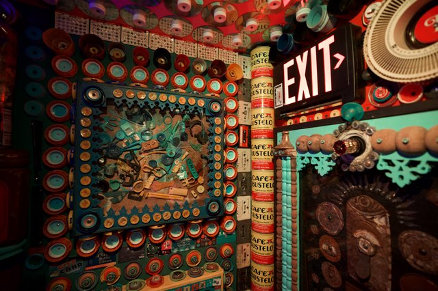 Eclectic Art Installation Exit with Found Objects