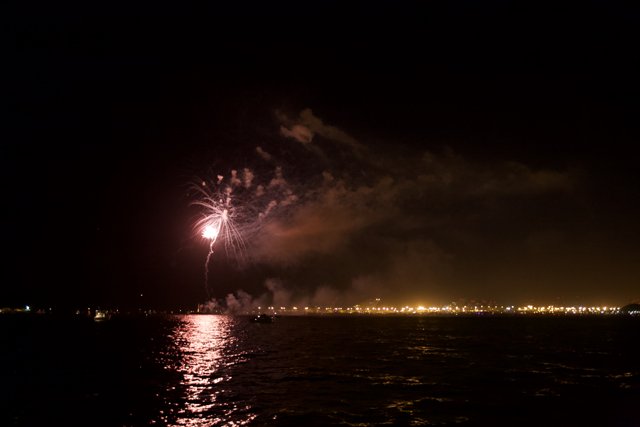 Spectacular Fireworks Display Over the Water