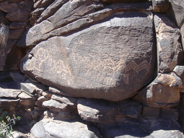 Ancient Slate Rock with Mysterious Writing