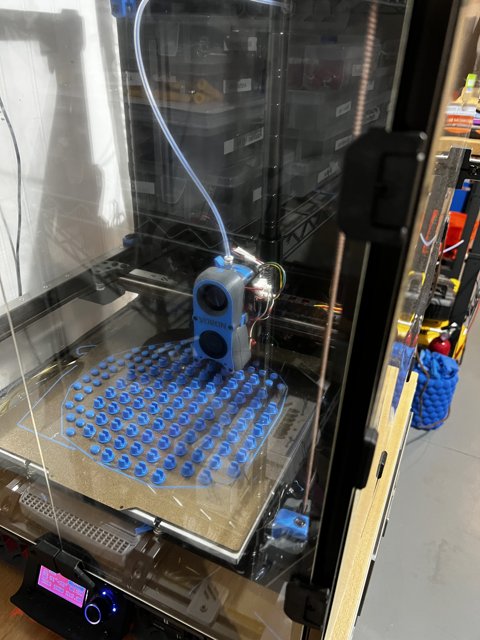 State-of-the-Art 3D Printer with Blue and Red Parts