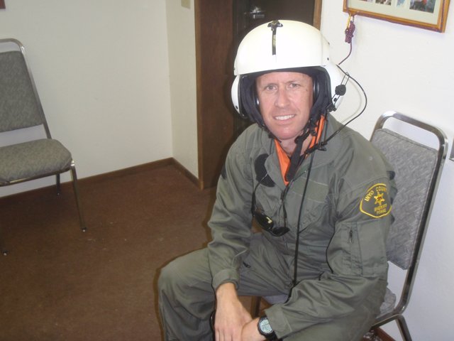 Pilot Jon Montgomery in Helmet