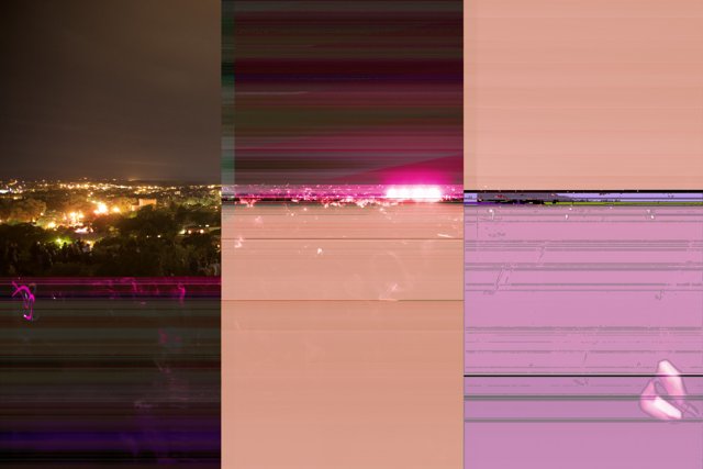 City Nights in Purple: A Collage of Artistic Illumination